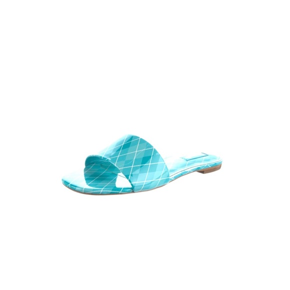 Larroude - Ivy Flat Mule Turquoise Aqcua Argyle patent leather - Picture 7 of 11